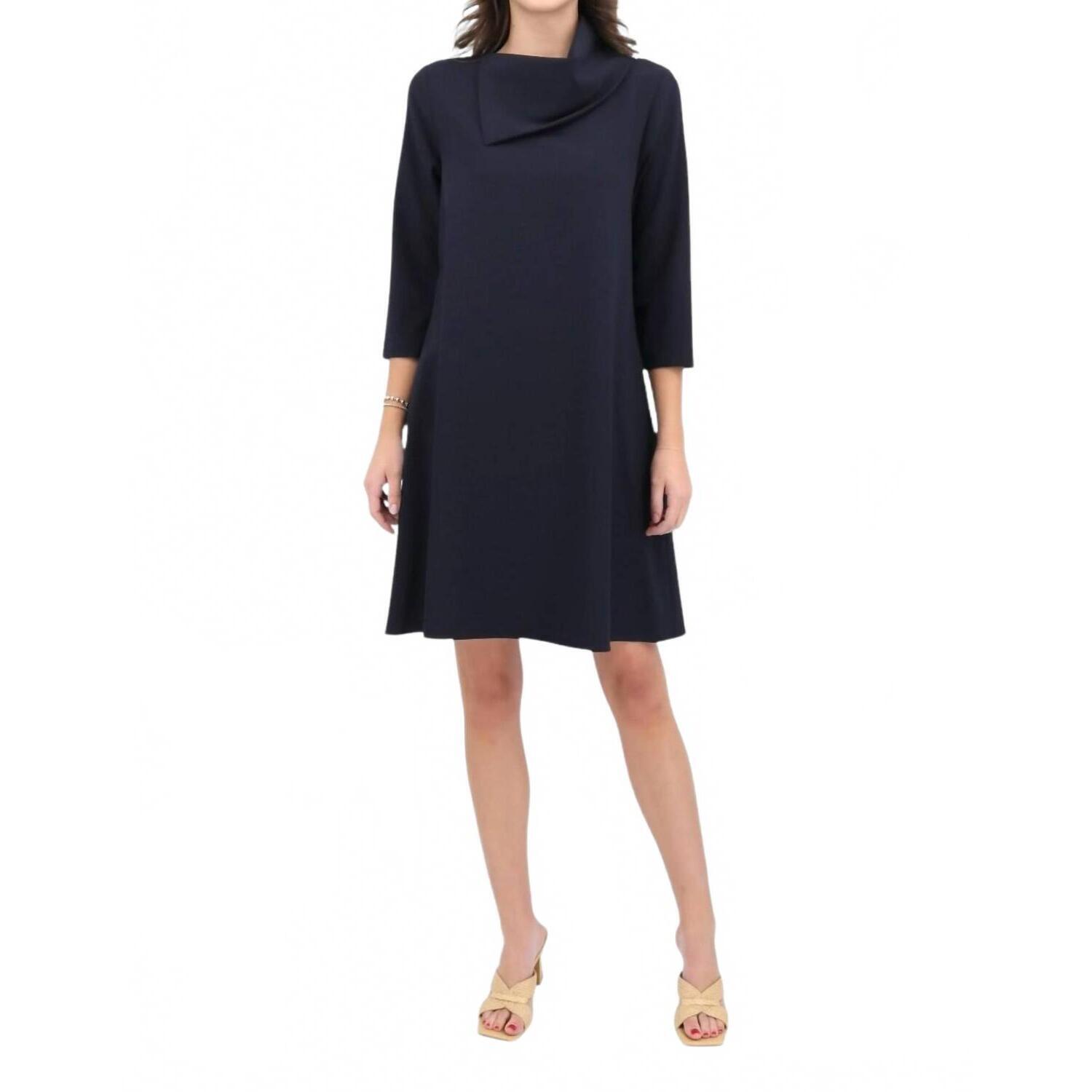New Estelle And Finn Asymmetric Collar Dress In Navy